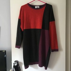 LYLE & SCOTT x BERGDORF GOODMAN 100% Cashmere Color Block Pullover Dress L / XL